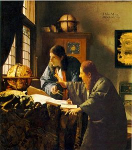 picture combining Vermeer's The Geographer and The Astronomer paintings into one image